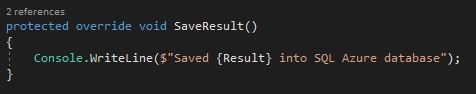 Overridden SaveResult method in the CalculatorSqlAzure class