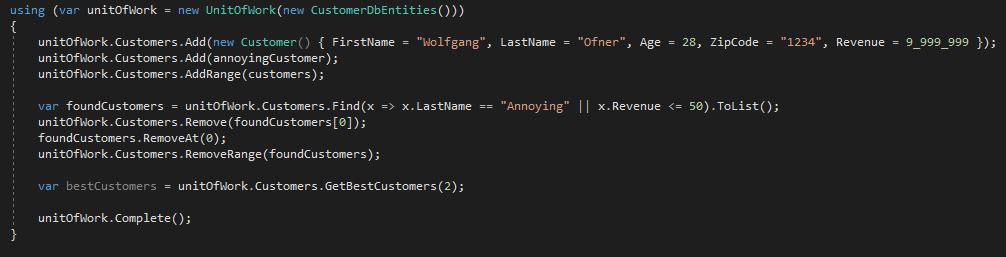 Using the unit of work