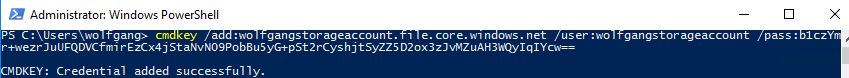 Add the Azure Storage account credentials to the Windows Credentials Manager