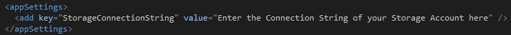 Add the storage connection string to App.config