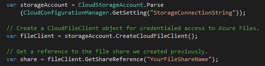 Connect to your storage account and get the reference from the file share