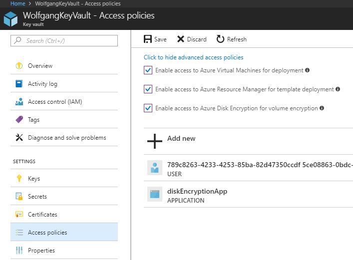 Enable all access policies