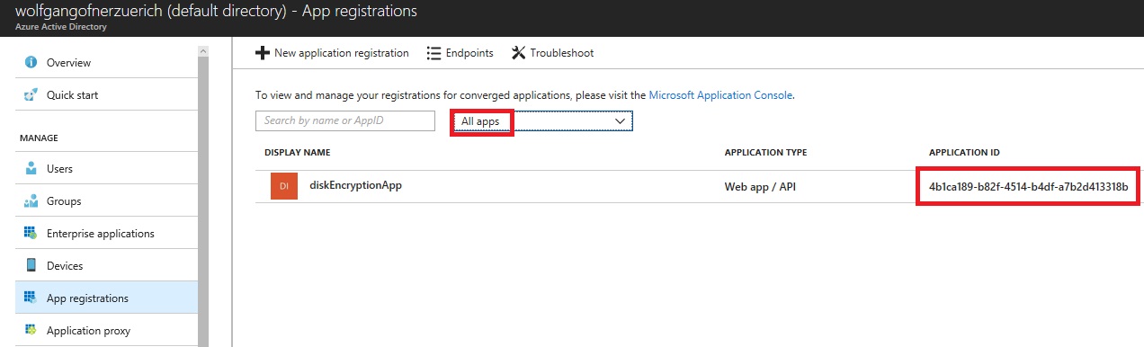 Get the AAD client Id