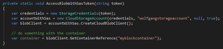 Access the blob container with the SAS token