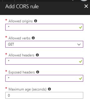 Add a new CORS rule to your blob