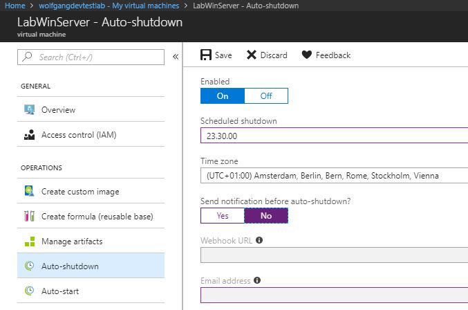 Configure auto-shutdown policy for an individual VM