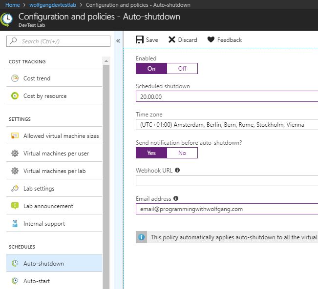 Configure auto-shutdown policy
