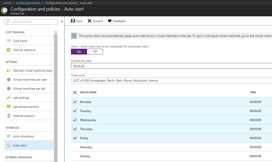 Configure auto-start policy