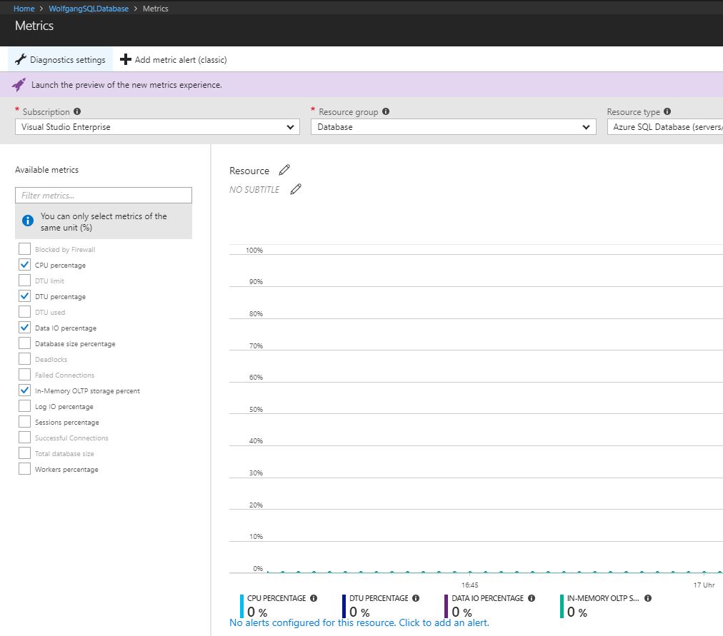 Configure the metrics graph