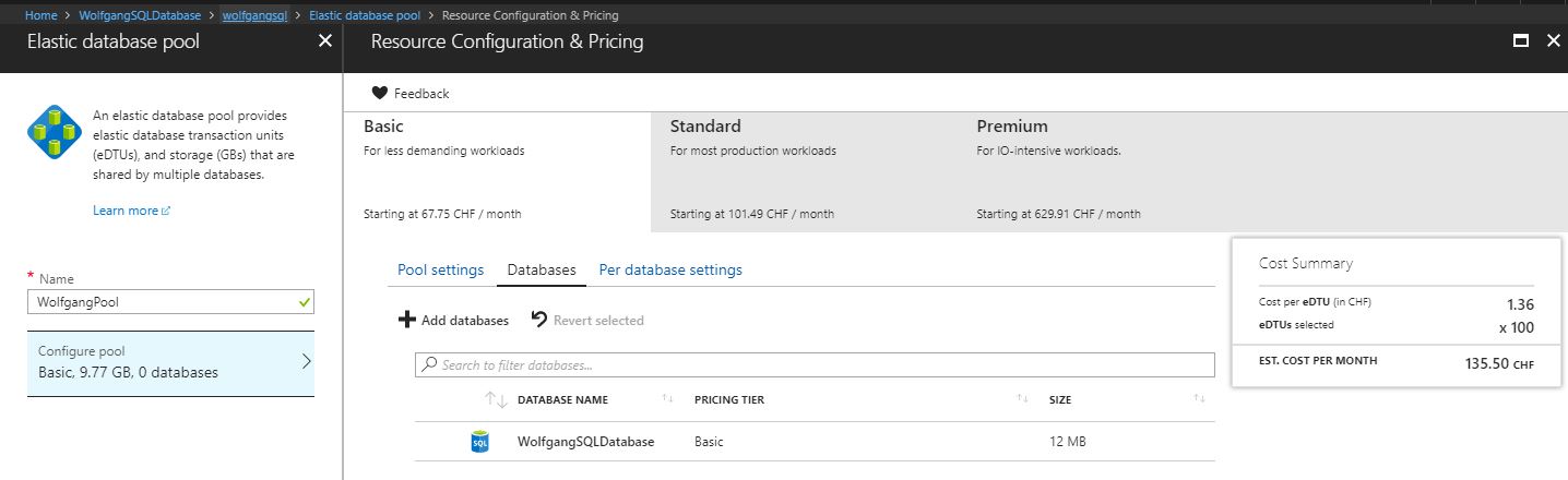 Create a new Elastic pool