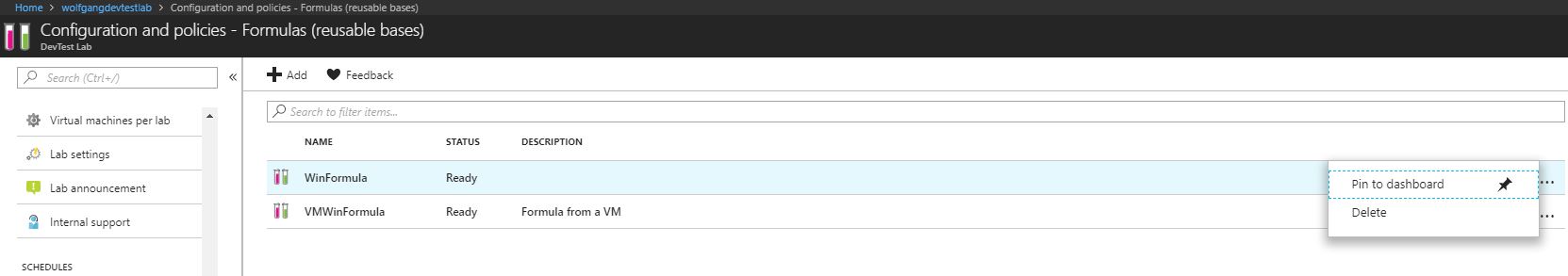 Delete an existing formula