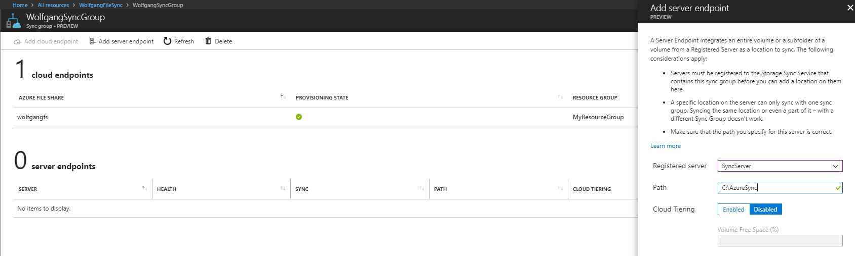 Register a server endpoint