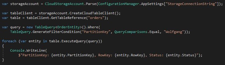 Retrieve all records of the table with the partition key Wolfgang