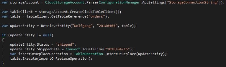 Update a record in the table
