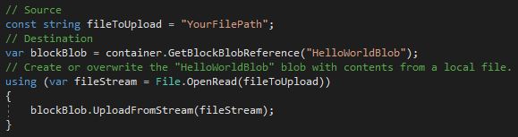 Upload a file to the container