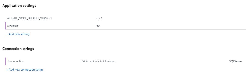 Application and connection settings