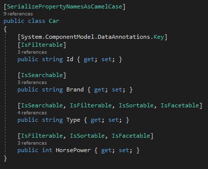 The car class for the search