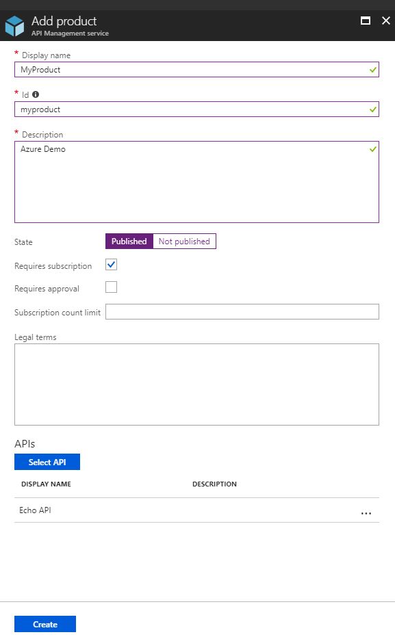 Add a product to you API Management instance