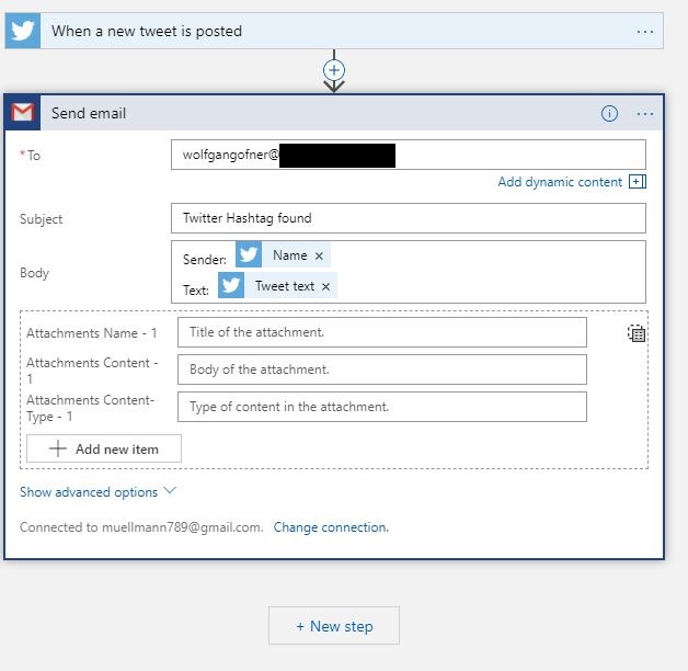Configure the Gmail connector to send an email