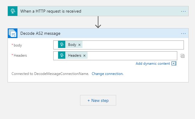 Setting the Decode AS2 Message body and headers information form in the Logic