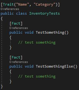 Applying the Trait attribute to a test class