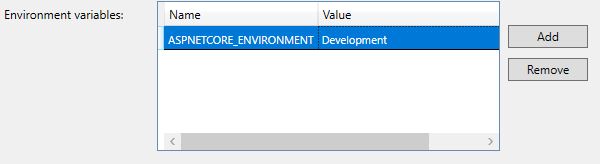 Setting the environment variable to Development