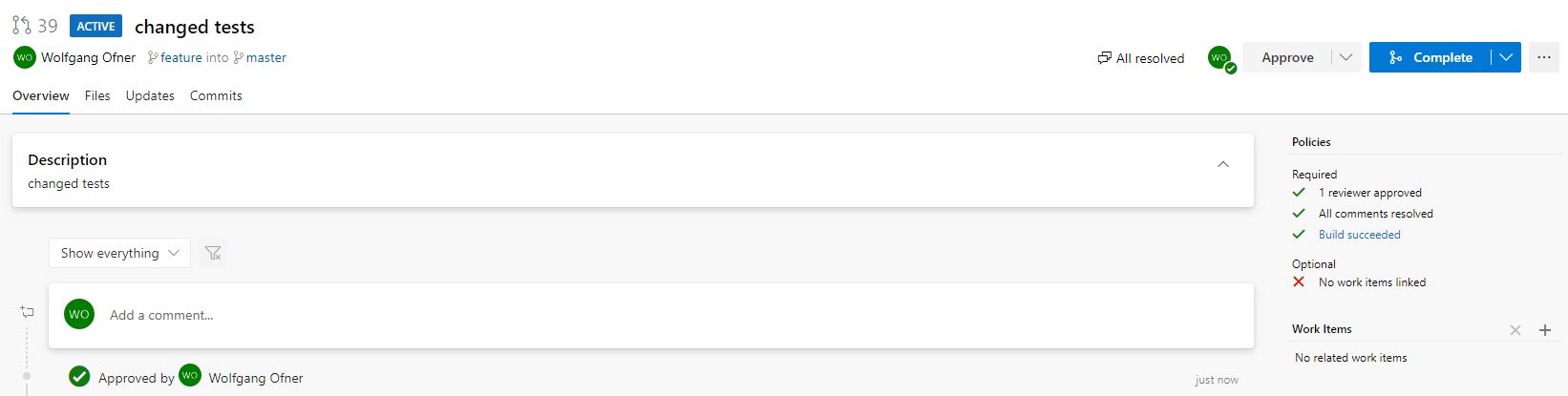 The pull request is accepted and can be completed