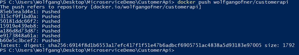 Push the image to Docker Hub dockerize