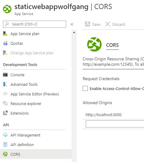 Configure CORS