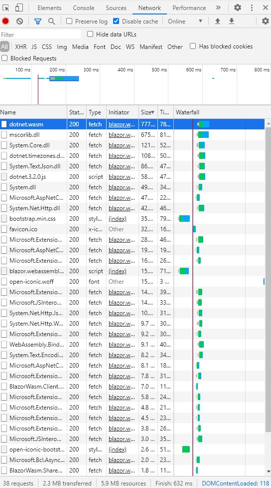 All the files which are sent to the client