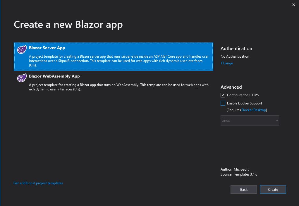 Create a new Blazor Server App