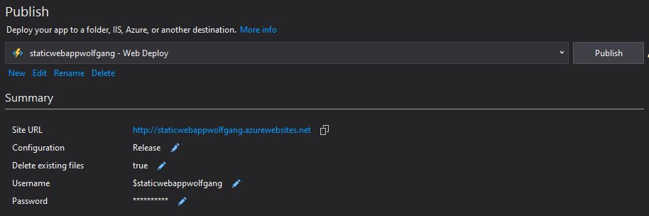 Publish the Azure Function for your Free Website Hosting