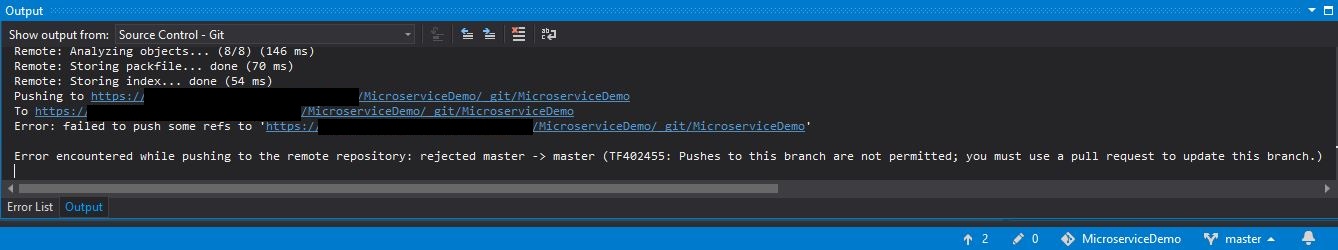 Pushing directly to master is not allowed