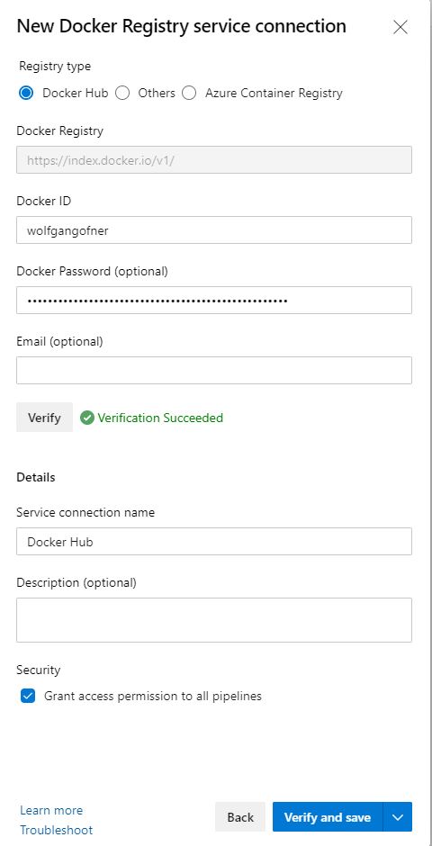 Configure the service connection for the DevOps CI pipeline
