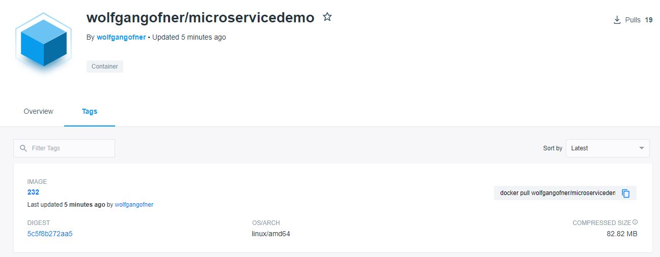 The new image got pushed to Docker Hub