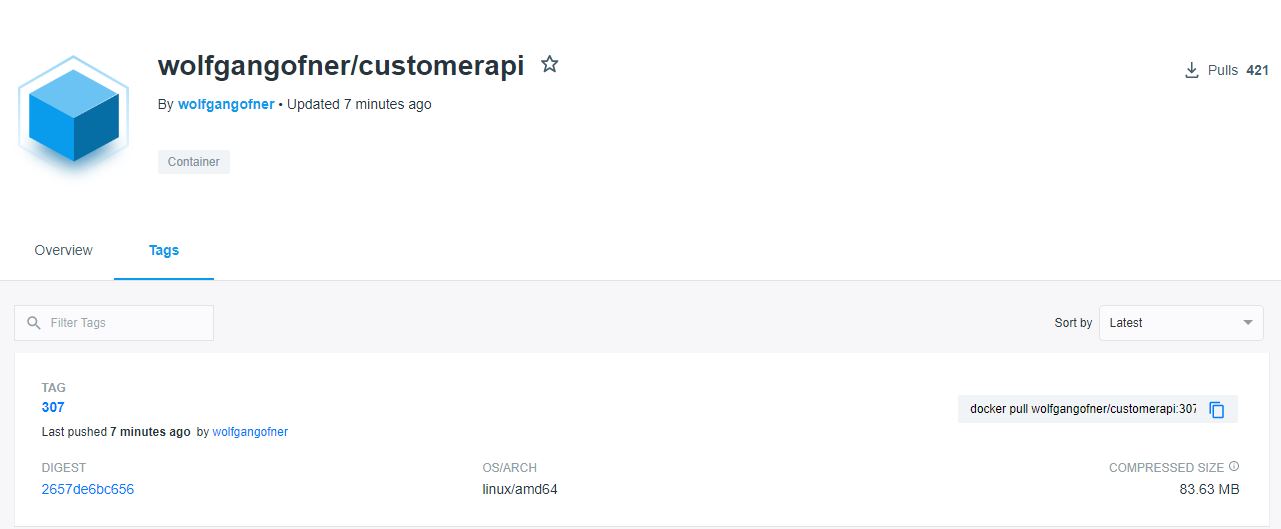 The new image got pushed to Docker Hub