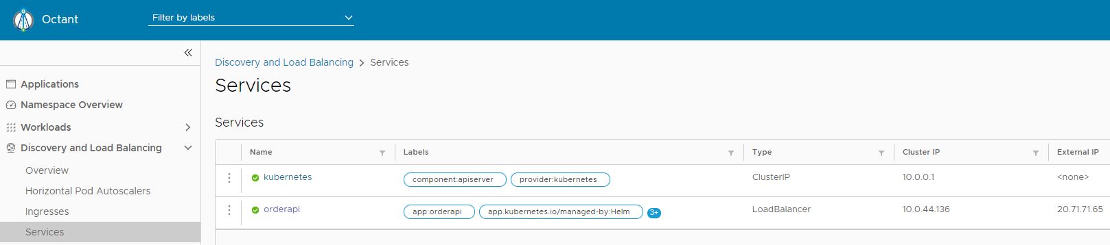 Check the external IP of your service