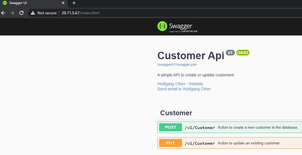 The microservice is publicly accessible