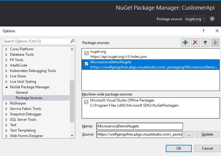 Add the NuGet feed as package source