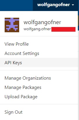 Create a NuGet api key