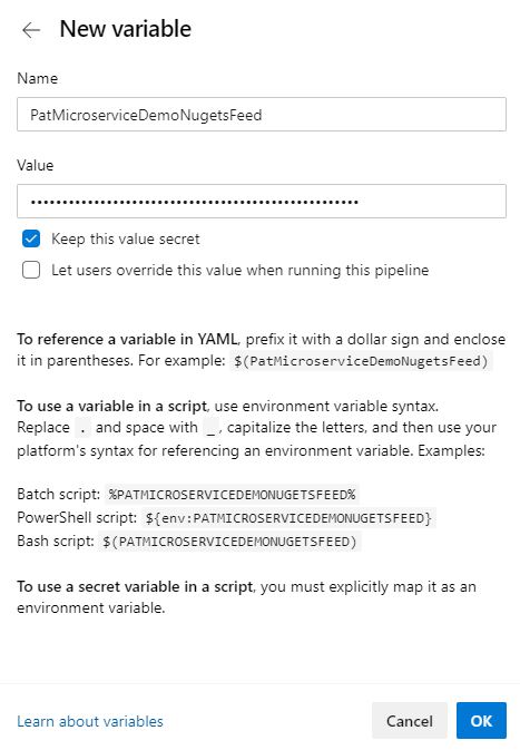 Create a secret variable for the PAT
