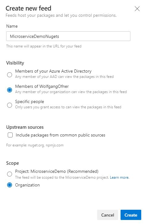 Create the NuGet feed