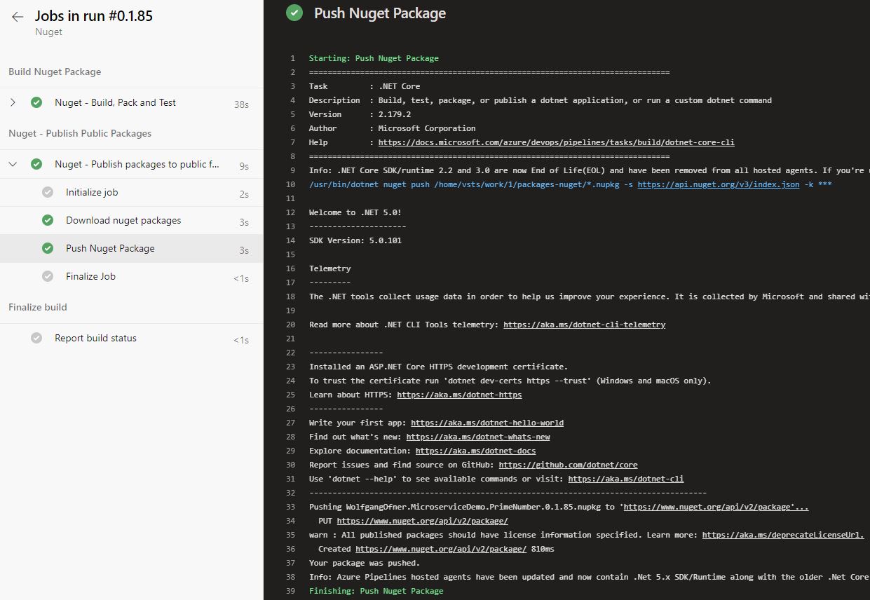 Publishing the NuGet package worked