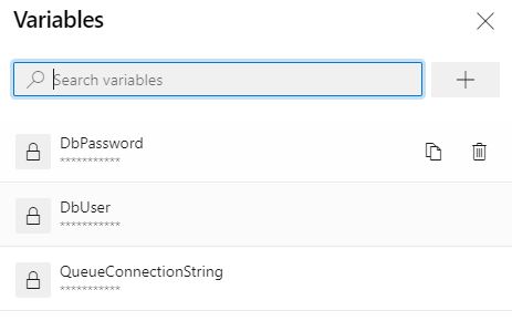 Add secret variables to the pipeline