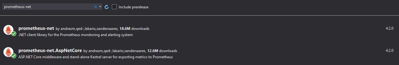 Install the Prometheus NuGet Packages