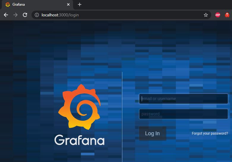 The Grafana login screen