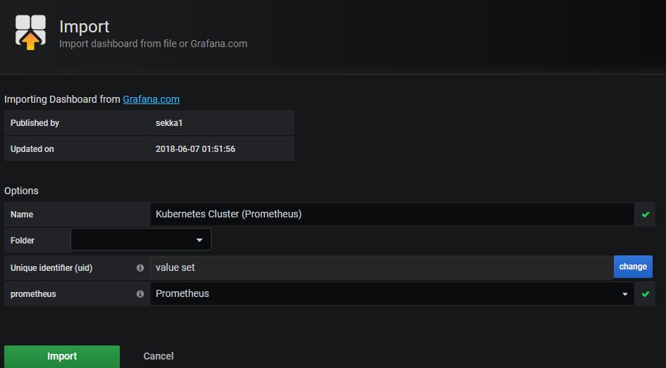 Configure the Dashboard Import