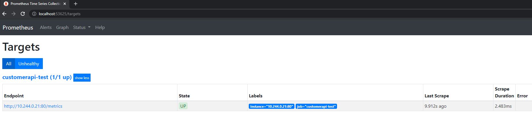 Inspect the Prometheus Scrap Targets