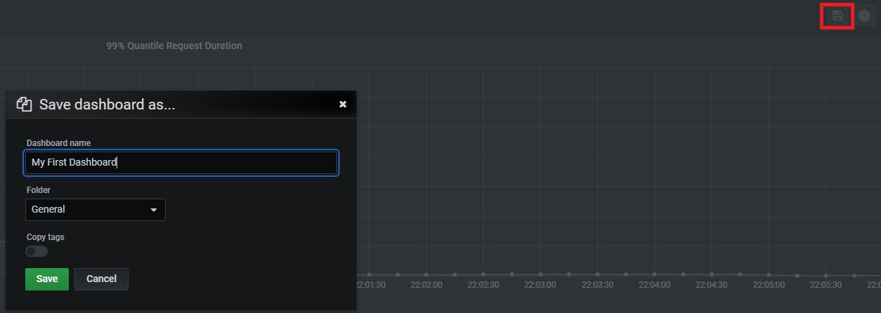 Save your first Grafana Dashboard