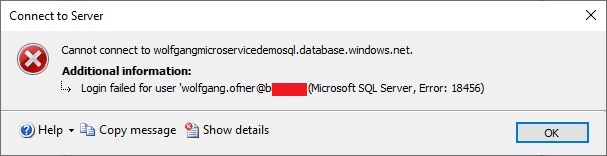 The user does not exist in the Master database